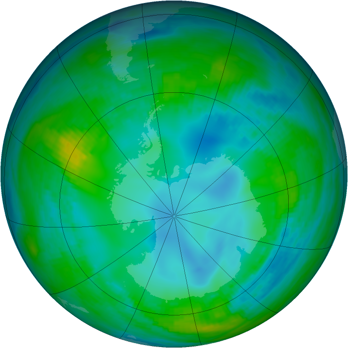 Antarctic ozone map for 16 May 1982